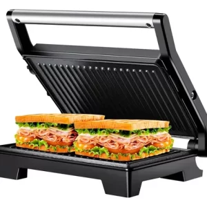 Sandwichera Grill Doble Nappo Panini Parrilla 1000W Plateado