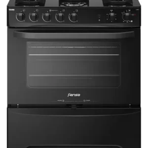 Cocina a Gas 5 Platos Fensa Cubierta Vidrio F 6500 T Negra