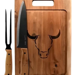 Set Parrillero Tabla + Cuchillo y Pincho Wayu Asado Parrilla Café